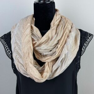 NWT Infinity Scarf in Beige / Cream color with golden metallic accent
